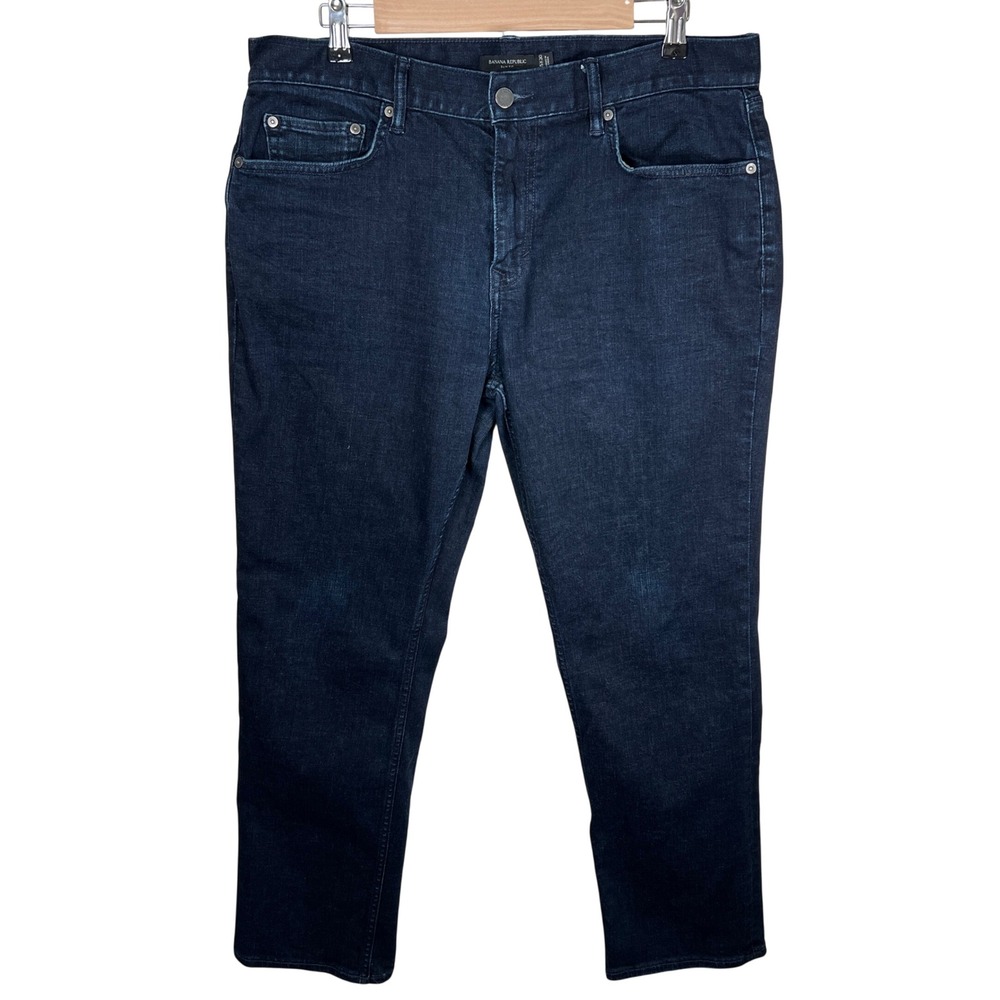 Banana Republic Slim Fit Dark Wash Stretch Jeans Mens 35x30 Straight Leg‎